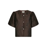 AISA BROCADE BLOUSE - DARK BROWN Neo Noir AISA BROCADE BLOUSE - DARK BROWN