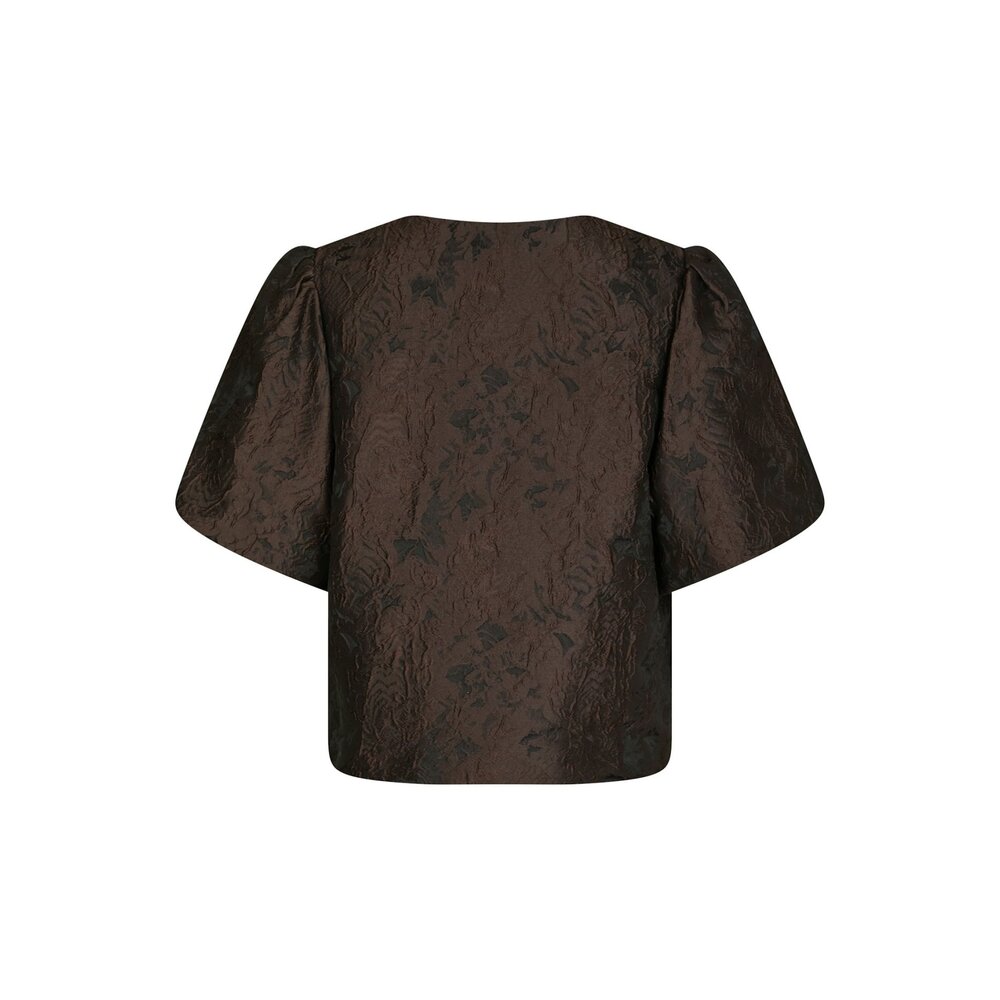 AISA BROCADE BLOUSE - DARK BROWN Neo Noir AISA BROCADE BLOUSE - DARK BROWN