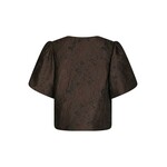 AISA BROCADE BLOUSE - DARK BROWN Neo Noir AISA BROCADE BLOUSE - DARK BROWN