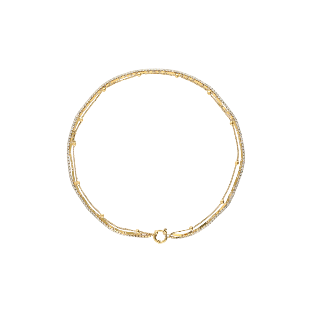 My Jewellery MIDNIGHT TRIPLE RHINESTONE NECKLACE - GOLD