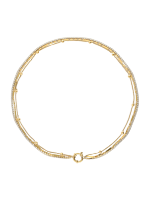 My Jewellery MIDNIGHT TRIPLE RHINESTONE NECKLACE - GOLD