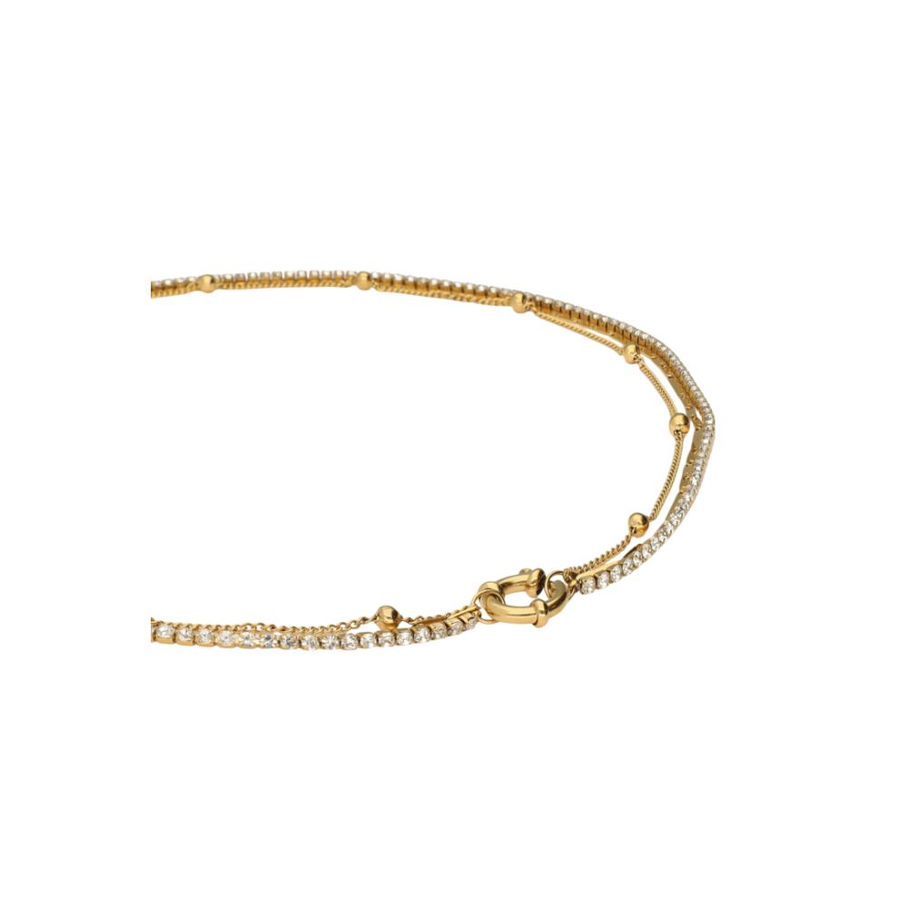 My Jewellery MIDNIGHT TRIPLE RHINESTONE NECKLACE - GOLD