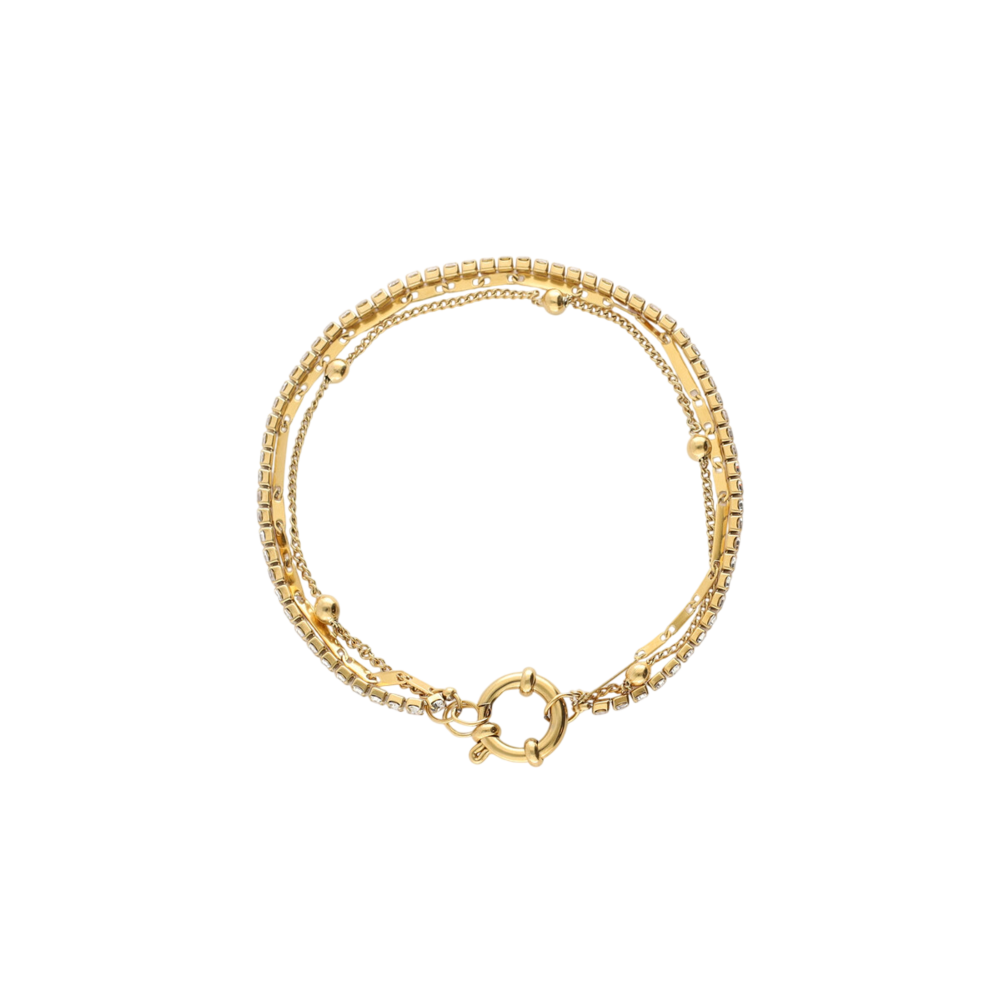 My Jewellery MIDNIGHT TRIPLE RHINESTONE BRACELET - GOLD