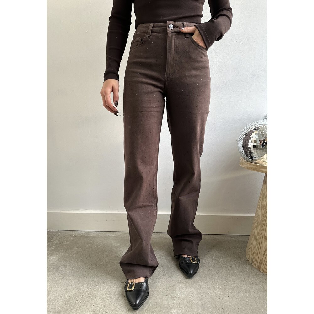 LOTZ & LOT VERA WIDE LEG TALL - STRASS/BROWN