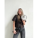 AISA BROCADE BLOUSE - DARK BROWN Neo Noir AISA BROCADE BLOUSE - DARK BROWN