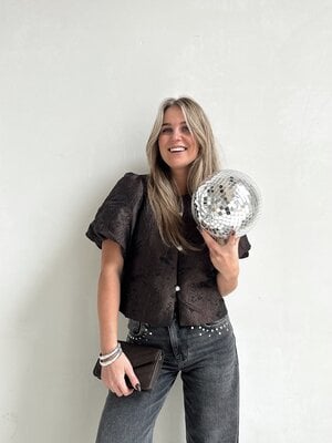 Neo Noir AISA BROCADE BLOUSE - DARK BROWN