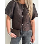 AISA BROCADE BLOUSE - DARK BROWN Neo Noir AISA BROCADE BLOUSE - DARK BROWN