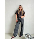 co'couture VICKY STUD WIDE LEG JEANS - BLACK