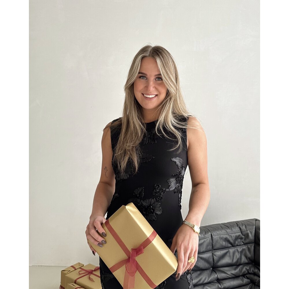 TIRANNA BIG FLOWER MESH DRESS - BLACK Neo Noir TIRANNA BIG FLOWER MESH DRESS - BLACK