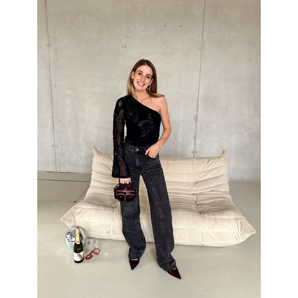 MAX WIDE LEG - STRASS/GREY LOTZ & LOT MAX WIDE LEG - STRASS/GREY