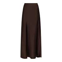 VICKY HEAVY SATEEN SKIRT - DARK BROWN