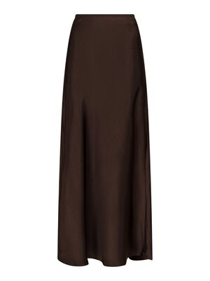 Neo Noir VICKY HEAVY SATEEN SKIRT - DARK BROWN
