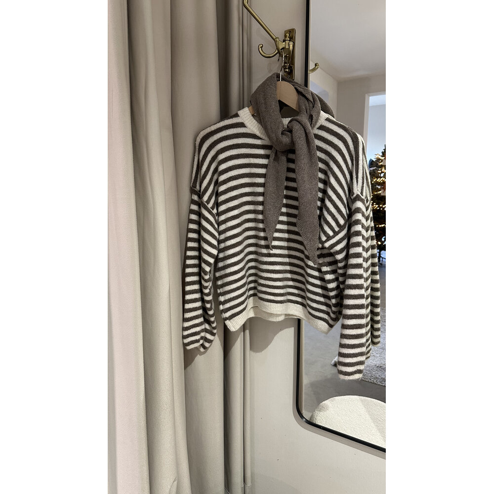 LOTZ & LOT LAURA STRIPES SWEATER - BROWN BEIGE