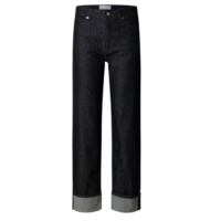 STRAIGHT LYRA - BORA MW FOLD - UP JEANS - BLACK DENIM