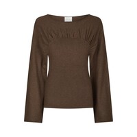 KAIBA KNIT BLOUSE - BROWN MELANGE