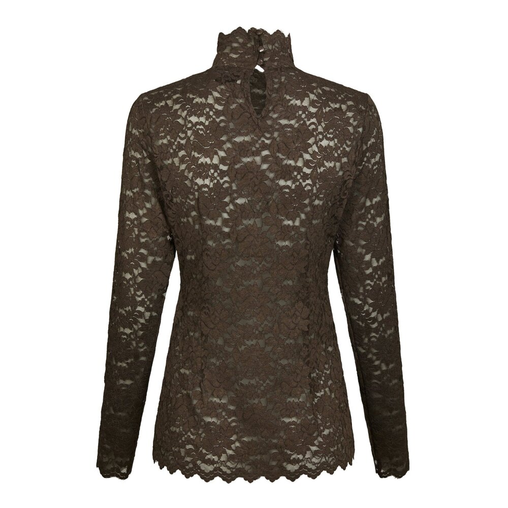 LIZA FLOWER LACE TOP - CHOCOLATE BROWN Neo Noir LIZA FLOWER LACE TOP - CHOCOLATE BROWN