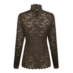 LIZA FLOWER LACE TOP - CHOCOLATE BROWN Neo Noir LIZA FLOWER LACE TOP - CHOCOLATE BROWN