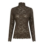 LIZA FLOWER LACE TOP - CHOCOLATE BROWN Neo Noir LIZA FLOWER LACE TOP - CHOCOLATE BROWN