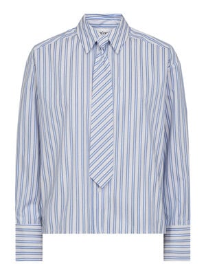 co'couture DEVIN STRIPE TIE SHIRT - BLUE