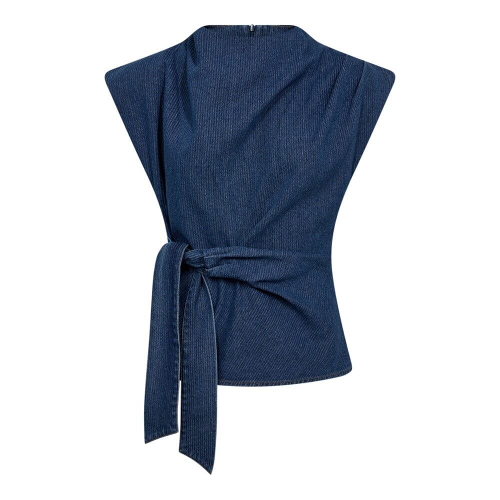 co'couture KIMMY PLEAT TOP - DARK DENIM