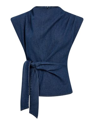 co'couture KIMMY PLEAT TOP - DARK DENIM
