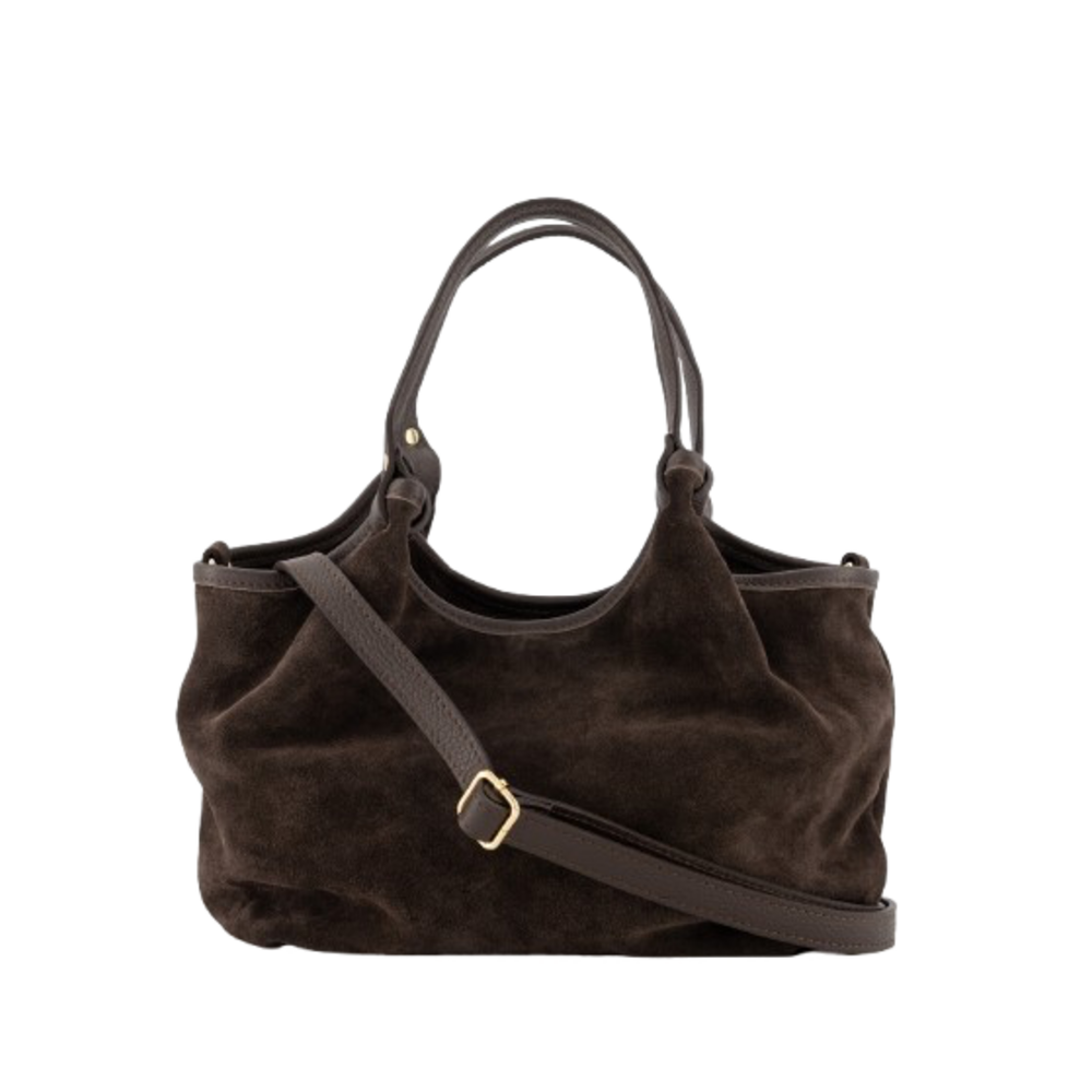 LOU MEDIUM SUEDE GRAIN BAG - DARK BROWN LOTZ & LOT LOU MEDIUM SUEDE GRAIN BAG - DARK BROWN