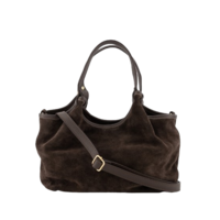 LOU MEDIUM SUEDE GRAIN BAG - DARK BROWN