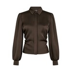 FRANSALA HEAVY SATEEN SHIRT - DARK BROWN Neo Noir FRANSALA HEAVY SATEEN SHIRT - DARK BROWN