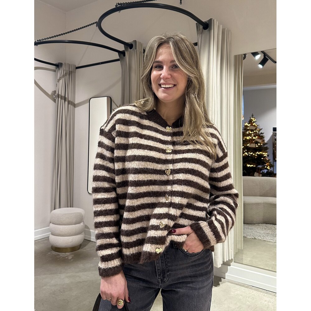 HEARTS CARDIGAN - BROWN LOTZ & LOT HEARTS CARDIGAN - BROWN