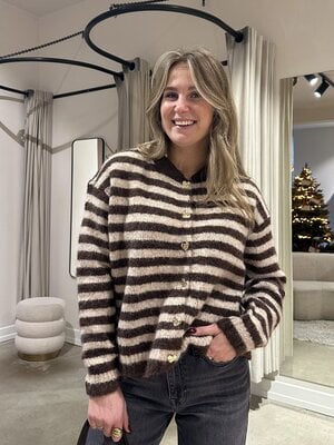 LOTZ & LOT HEARTS CARDIGAN - BROWN LOTZ & LOT HEARTS CARDIGAN - BROWN