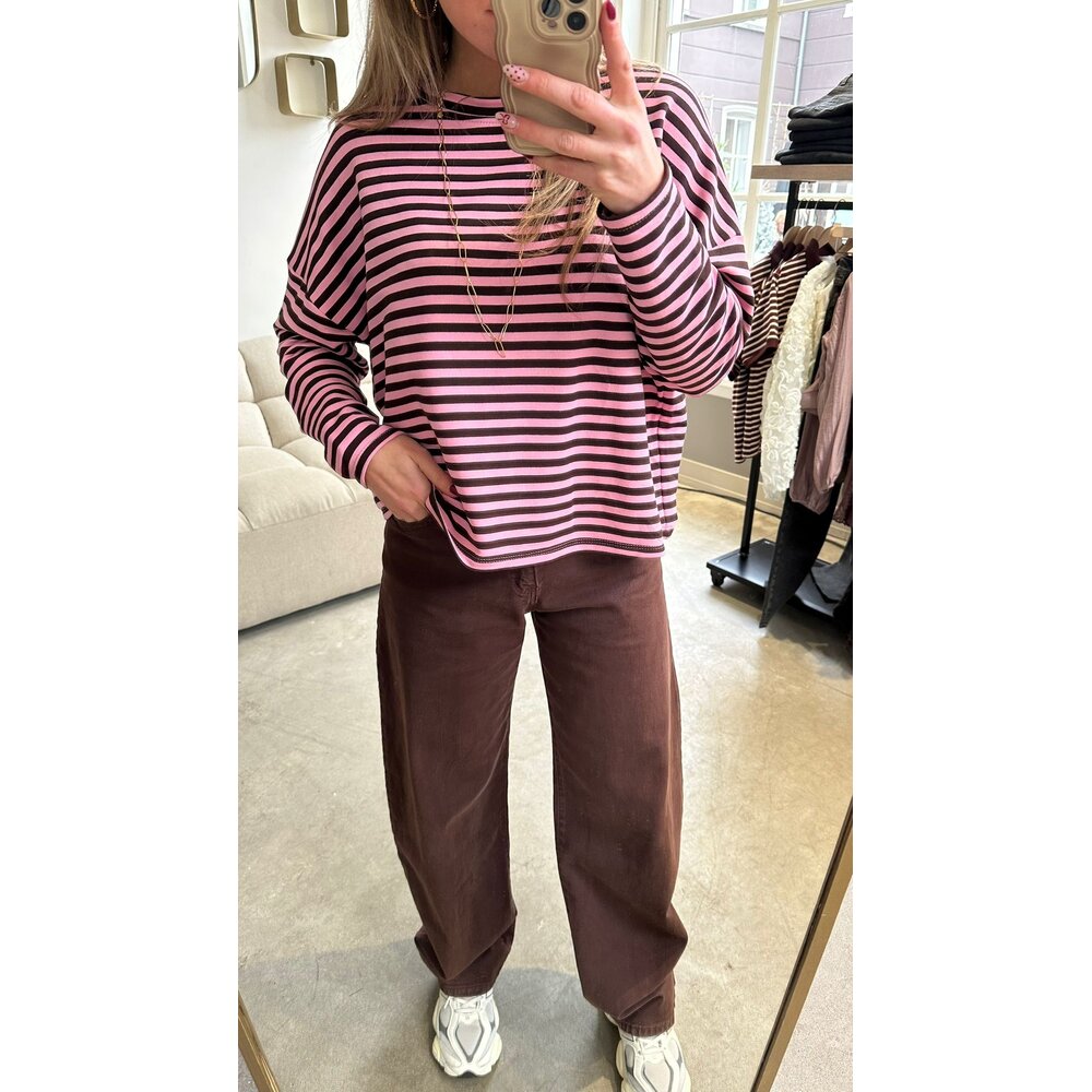 LOTZ & LOT STRIPES LONGSLEEVE - BROWN/PINK