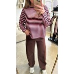 LOTZ & LOT STRIPES LONGSLEEVE - BROWN/PINK