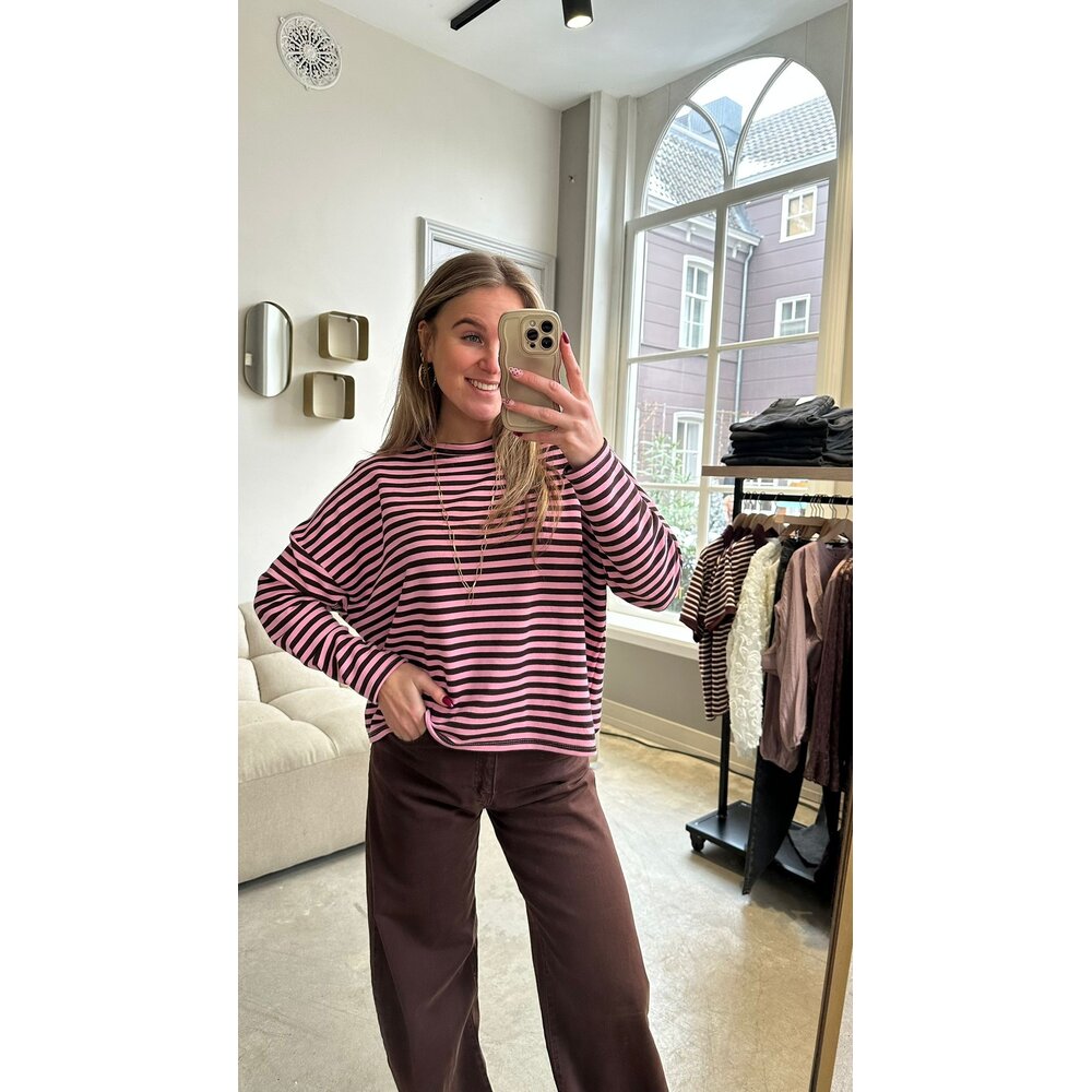 LOTZ & LOT STRIPES LONGSLEEVE - BROWN/PINK