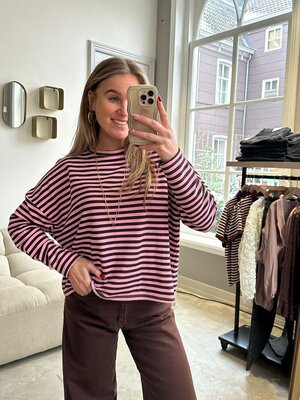 LOTZ & LOT STRIPES LONGSLEEVE - BROWN/PINK