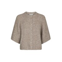 AMAYA FLUFFY KNIT CARDIGAN - BEIGE MELANGE