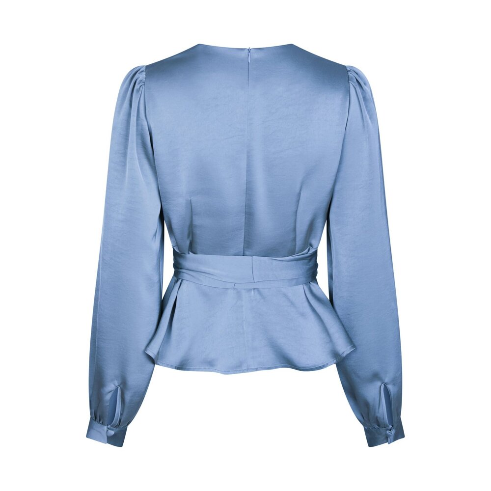 Neo Noir RISTA HEAVY SATEEN BLOUSE - SMOKE BLUE