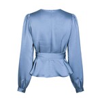Neo Noir RISTA HEAVY SATEEN BLOUSE - SMOKE BLUE