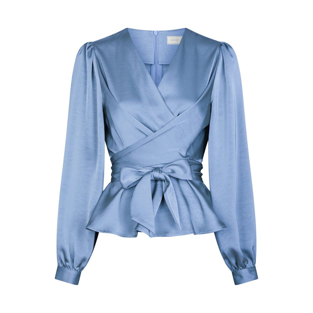Neo Noir RISTA HEAVY SATEEN BLOUSE - SMOKE BLUE