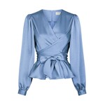 Neo Noir RISTA HEAVY SATEEN BLOUSE - SMOKE BLUE