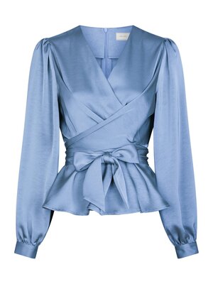 Neo Noir RISTA HEAVY SATEEN BLOUSE - SMOKE BLUE