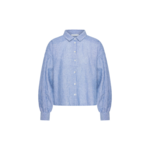 SARAH SHORT LINEN BLOUSE - BLUE STRIPE BY BAR SARAH SHORT LINEN BLOUSE - BLUE STRIPE