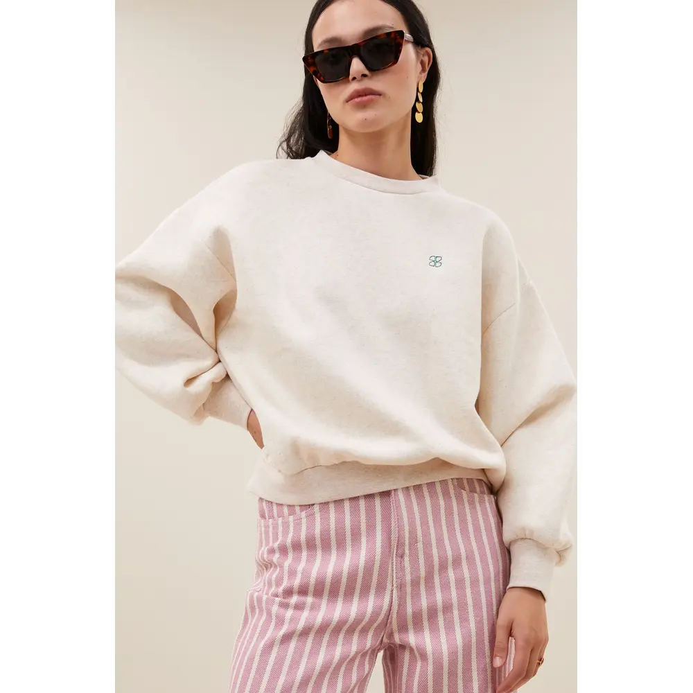 BY BAR BIBI MELANGE LUCKY EVERYDAY SWEATER - OYSTER MELEE