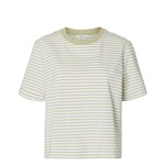 Selected Femme ESSENTIAL STRIPED BOXY TEE - WHITE/GREEN