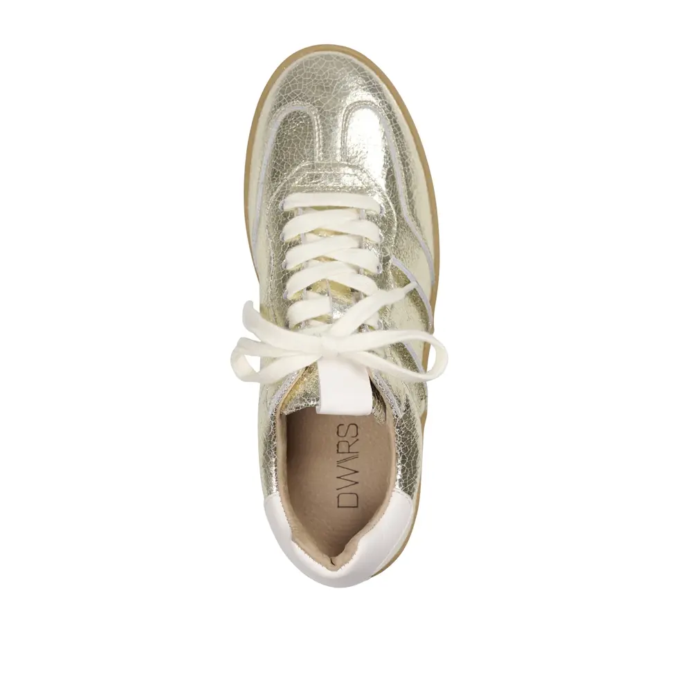 DWRS label POONA CRACKLED SNEAKERS - CHAMPAGNE / OFF WHITE