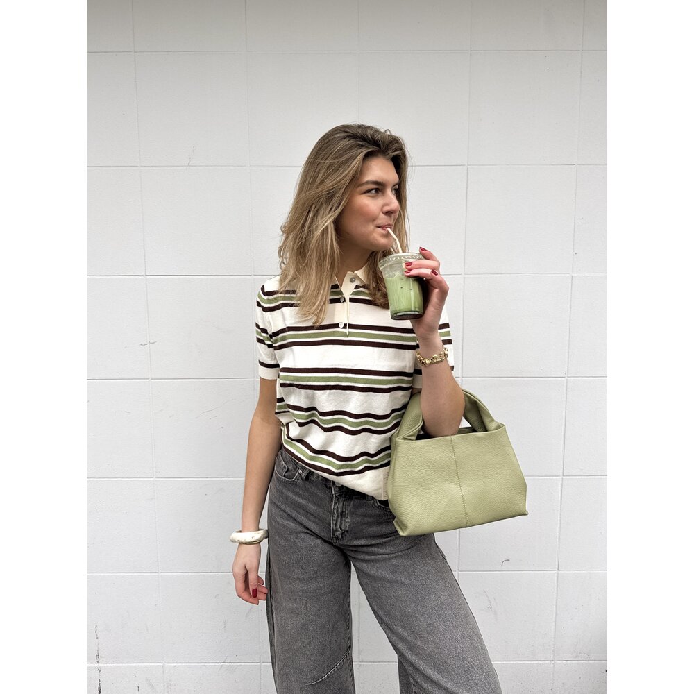 LOTZ & LOT MAU STRIPED POLO - BEIGE/GREEN