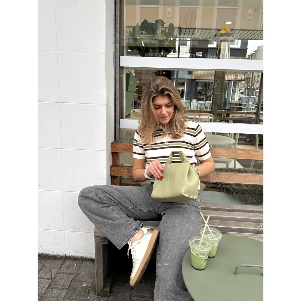 LOTZ & LOT MAU STRIPED POLO - BEIGE/GREEN