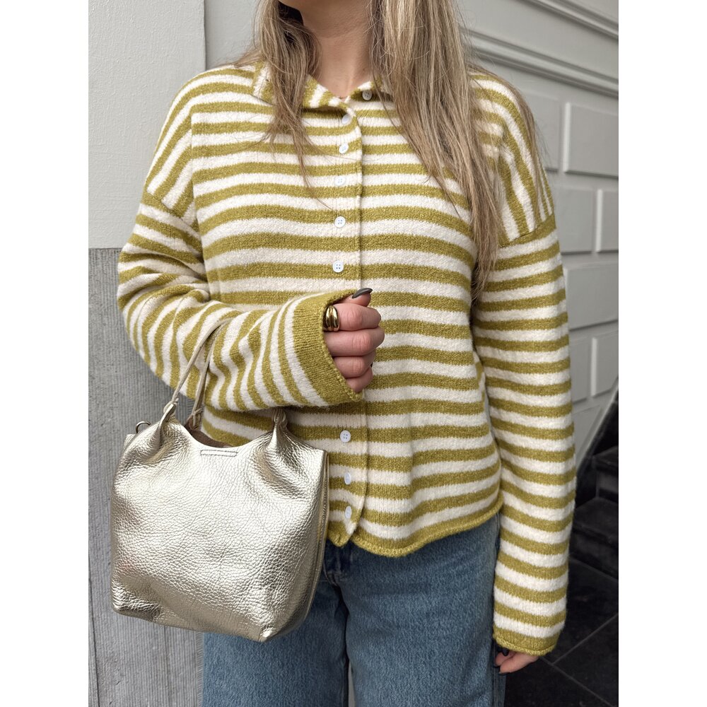 LOTZ & LOT PUCK STRIPES KNIT - GREEN/BEIGE