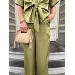 Neo Noir EMMET HEAVY SATEEN PANTS - SAGE GREEN