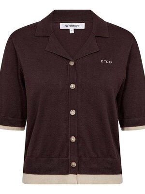 co'couture LUE CROP CARDIGAN  TOP - DARK BROWN