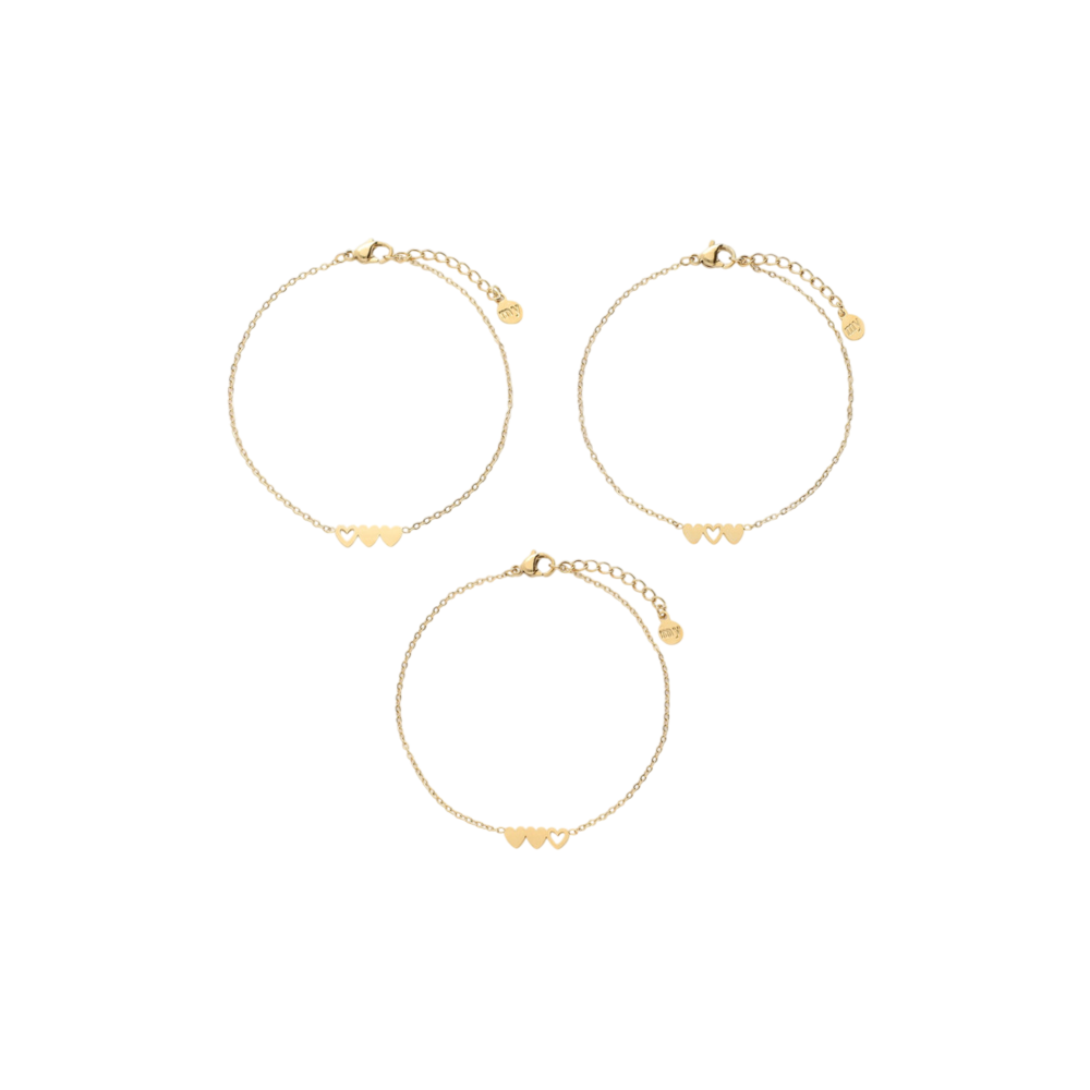 My Jewellery 3 HEARTS BRACELET SET - GOLD